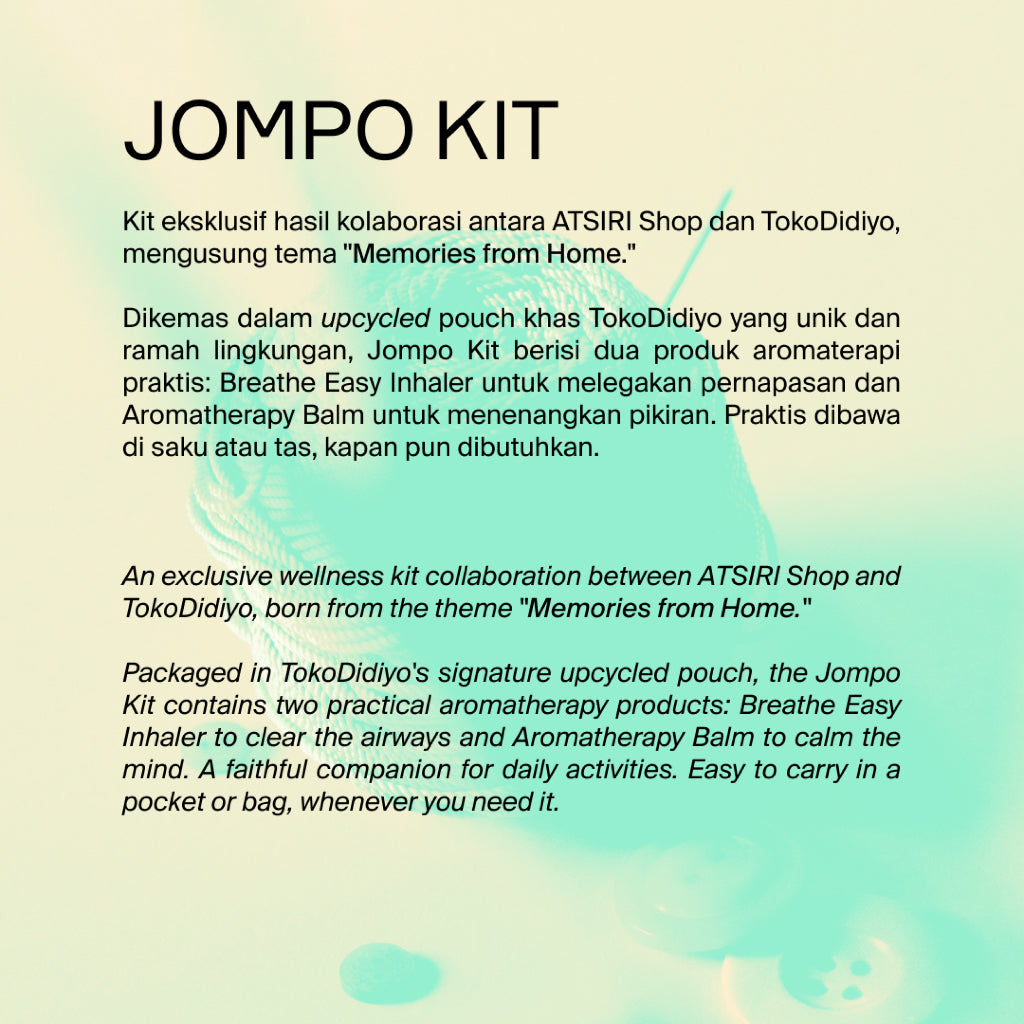 Rumah Atsiri X Tokodidiyo Jompo Kit Balsem dan Inhaler Aromaterapi